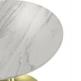 thumbnail image 5 of LeisureMod 27" Round Dining Table with MDF Top and Brushed Gold Stainless Steel Pedestal Base Seats 2-3 Person for Modern Home, Kitchen, Cafes Verve Collection White, 5 of 6