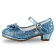 thumbnail image 5 of Girls Princess Shoes Sequin Sweet Bow High Heels Wedding Party Dress Shoes Dance Bright Diamond Christmas Day Shoes, 5 of 5