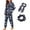 Black and Blue - Ghost Bat, variant on DISNIMO Ghost Bat Print Women Pajama Sets 4 Piece Lounge Sets with Elastic Hairband Crew Neck Sleepwear with Pockets Casual Loose Nightwear with Long Pants, S