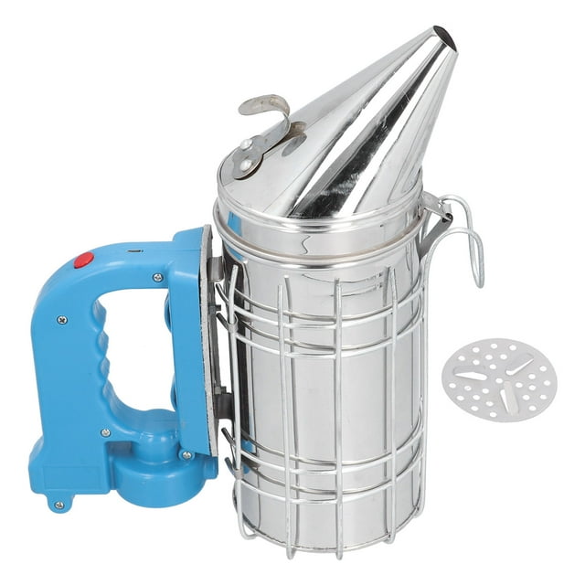 Ahumador eléctrico para colmenas con mango azul. Equipo de apicultura. Herramientas para apicultores.