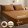 thumbnail image 3 of Simple&Opulence 100% Linen Sheet Set Solid Color- 6 Pcs Washed French Flax Bed Sheets (1 Flat Sheet, 1 Fitted Sheet, 4 Pillowcases) - Breathable Home Collection (Basic Rust, Queen), 3 of 8