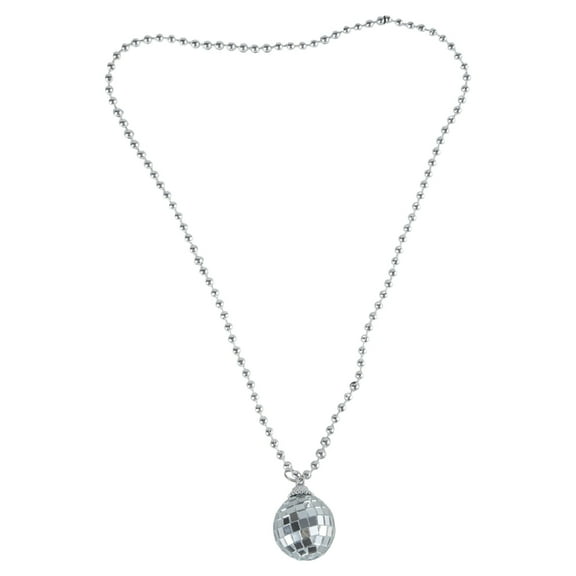 ZYHARUKO Stylish Mirror Disco Ball Necklace 70s Beaded Neckchain Vintage Style Pendant Neckwear Costume Accessories for Women