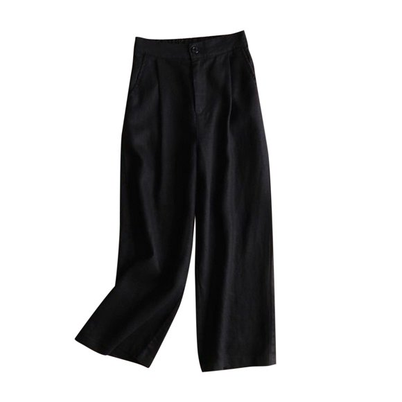 LOVZFMLL Women's Wide Leg Pants, Summer Pants Casual Loose Fit Flowy Comfy Quick Dry Breathable Solid Pants Lounge Pants Trousers with Pockets Black L
