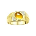 thumbnail image 1 of RYLOS Men's Rings 14K Yellow Gold Cabochone Gemstone & Diamond Designer Citrine Rings For Men Size 10, 1 of 7