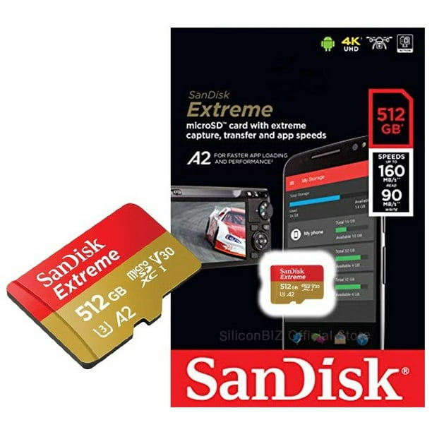 SanDisk Extreme 512GB C10 U3 V30 A2 Micro SD Card SDSQXA1-512G