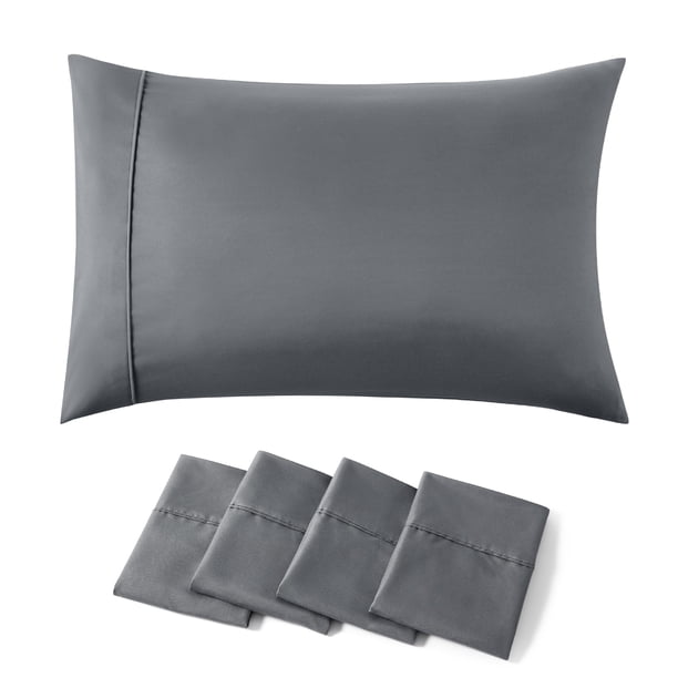 Juego de 4 fundas de almohada Bedsure, tamaño estándar, color gris oscuro