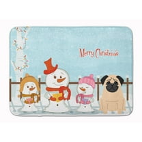 Merry Christmas Carolers Pug Fawn Machine Washable Memory Foam Mat