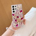 thumbnail image 2 of for Samsung Galaxy S25 Ultra Case with Wrist Strap Lanyard, Women 3D Bling Shiny Rhinestone Diamond Crystal Pearl Handmade Glitter Cute Cover Phone Case for Galaxy S25 Ultra (Hot Pink), 2 of 13