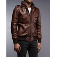 thumbnail image 2 of SouthBeachLeather Men’s Leather Motorcycle Jacket with Removable Hoodie Brown, 2 of 12