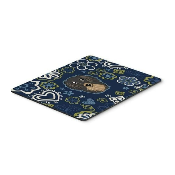 Carolines Treasures BB5064MP Blue Flowers Longhair Black & Tan Dachshund Mouse Pad, Hot Pad or Trivet