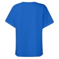 thumbnail image 6 of MIXUE Womens Summer Tops Summer Solid Color V Neck Button Down Short Sleeve Stylish Jacquard Loose Fit Casual Fashion Pullover Tee Shirts Activewear,Blue,S, 6 of 6