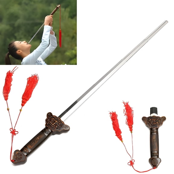 RIVONO Stainless Steel Dull Sword Swallowing Illusion Flexible Street Magic Trick Prop