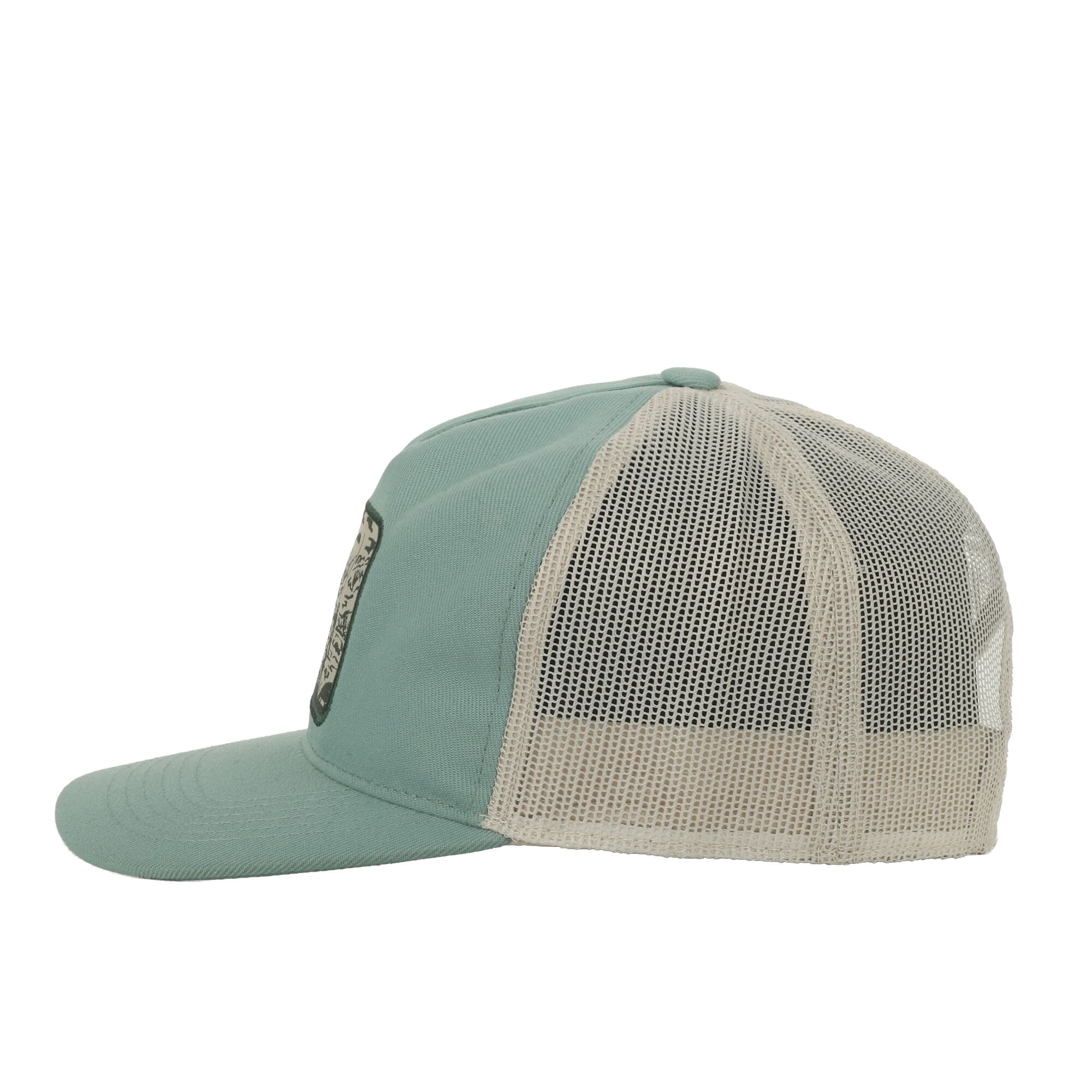 Outdoor Cap Fishing Landscape Mesh Cap – Unstructured Flat Bill Snapback, One Size, Green