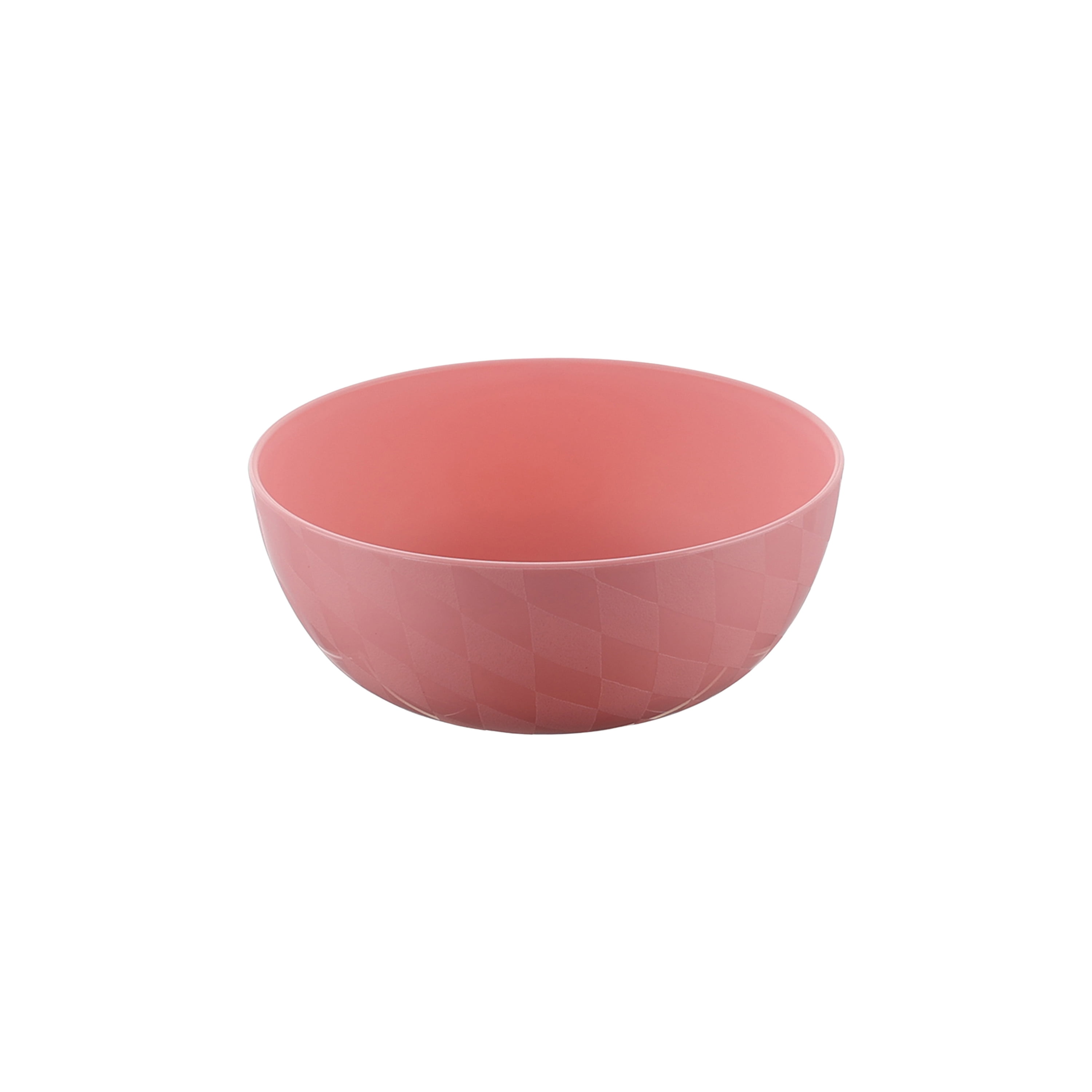 Mainstays - Pink Round Plastic Cereal Bowl, Wavy Checkered Etched, 38-Ounce