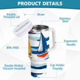 thumbnail image 2 of Yayeee 40oz Double-Wall Insulated Stainless Steel Tumbler with Handle Bottle, Dark Blue Hand Drawn Sailboats, 2 of 8