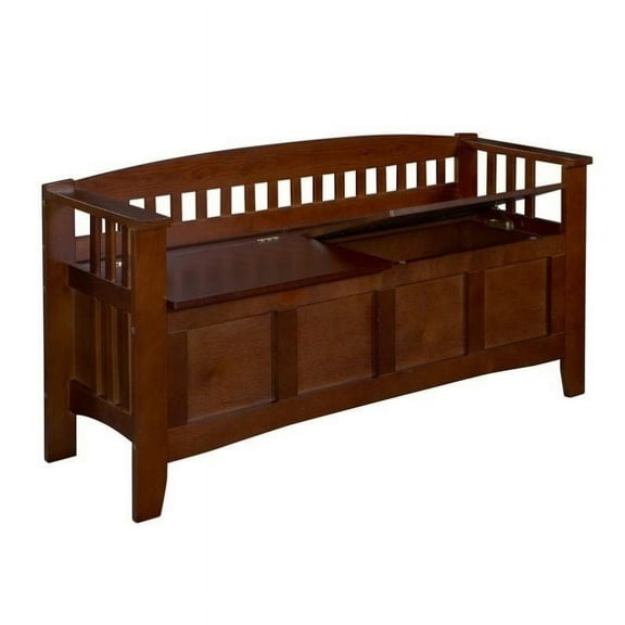 Pemberly Row Storage Short Split Seat Storage in Walnut