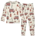 thumbnail image 2 of FORMRS Long Sleeve Top and Pants Pajama Set for Niños 2-Piece Sleepwear, Sizes 18M-8Y, Cartoon Fire Truck Pattern, 2 of 6