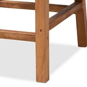 bali & pari Caspia Rattan and Mahogany wood Mid-Century Counter Stool, Natural Brown
