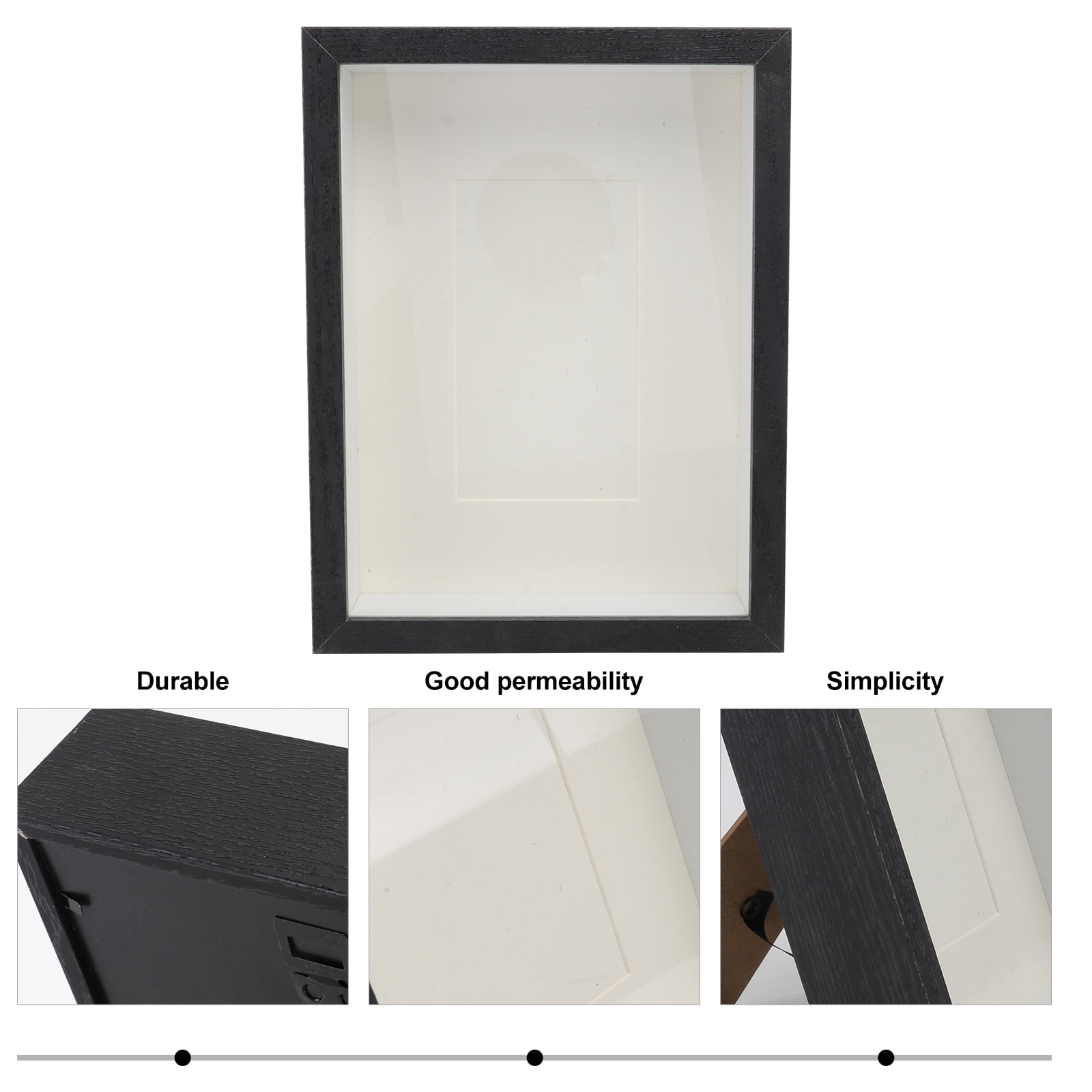 1Pc Creative Simple Picture Frame Glass Specimen Holder Dried Flower Frame Black