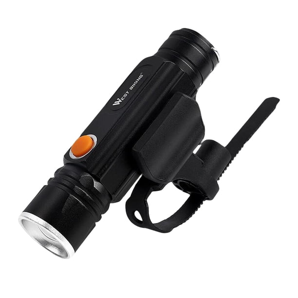 Luz delantera para bicicleta de carretera, resistente al agua IPX4, recargable vía USB Negro