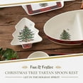 thumbnail image 2 of Spode Christmas Tree Tartan Spoon Rest, 7-Inch Tree-Shaped Holiday Utensil Holder, Festive Porcelain Spatula and Ladle Rest, Christmas Kitchen Counter Décor, Dishwasher & Microwave - Hostess Gift, 2 of 7