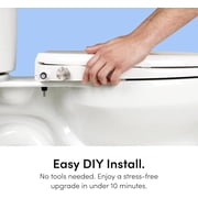 TUSHY Wave Bidet Seat with Self Cleaning Nozzle, DuoFlow Front and Rear Wash, Soft Close Lid, Easy Install For Elongated Toilet (Platinum Knob)
