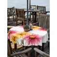 thumbnail image 2 of Outdoor Tablecloth with Umbrella Hole for Patio/Picnic/Party/Camping, Red Yellow Floral Waterproof Table Cloth Round Cover Washable, Summer Spring Flowers Garden Aesthetic (Dia 54"), 2 of 9