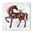 thumbnail image 1 of Folk Art Bandana, Floral Ornate Horse Bird, Unisex Head and Neck Tie, by Ambesonne, 1 of 2