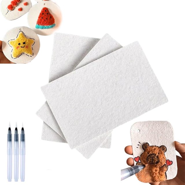 Magic Puffy Paint, 3D Drawing Magic Canvas Sponge, Foam Texture Blank Painting Paper, Puffy Popcorn Drawing Pens Colors with 3D Ink, Art Paper for Kids Children S Handmade DIY