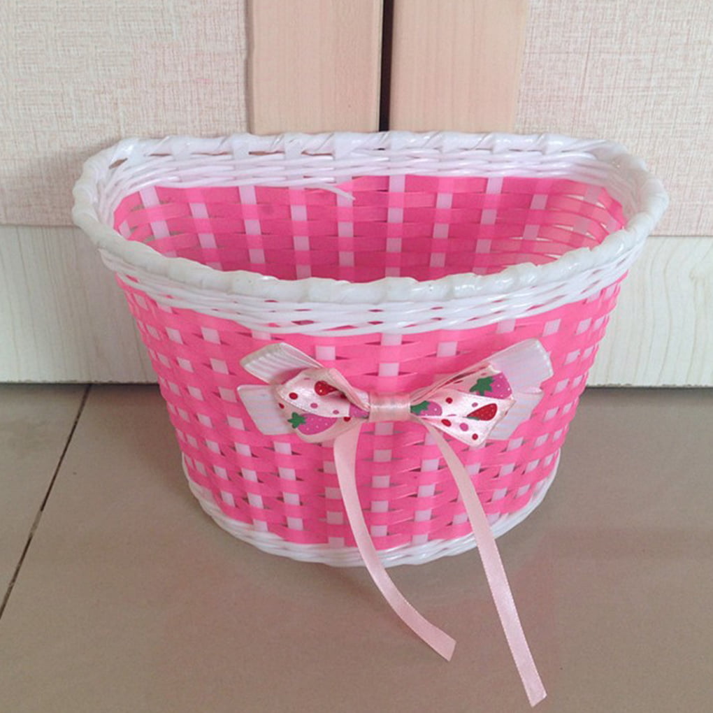1pc Bicycle Basket Children Bike Plastic Knitted Bow Knot Front Handmade BPLY*GA 