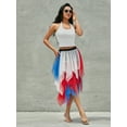 thumbnail image 5 of Caoirhny Women Fashion Midi Skirts Contrast Color/Solid Color Elastic High Waist Irregular Ruffles Multi-Layered Tulle Tutu Skirts, 5 of 9