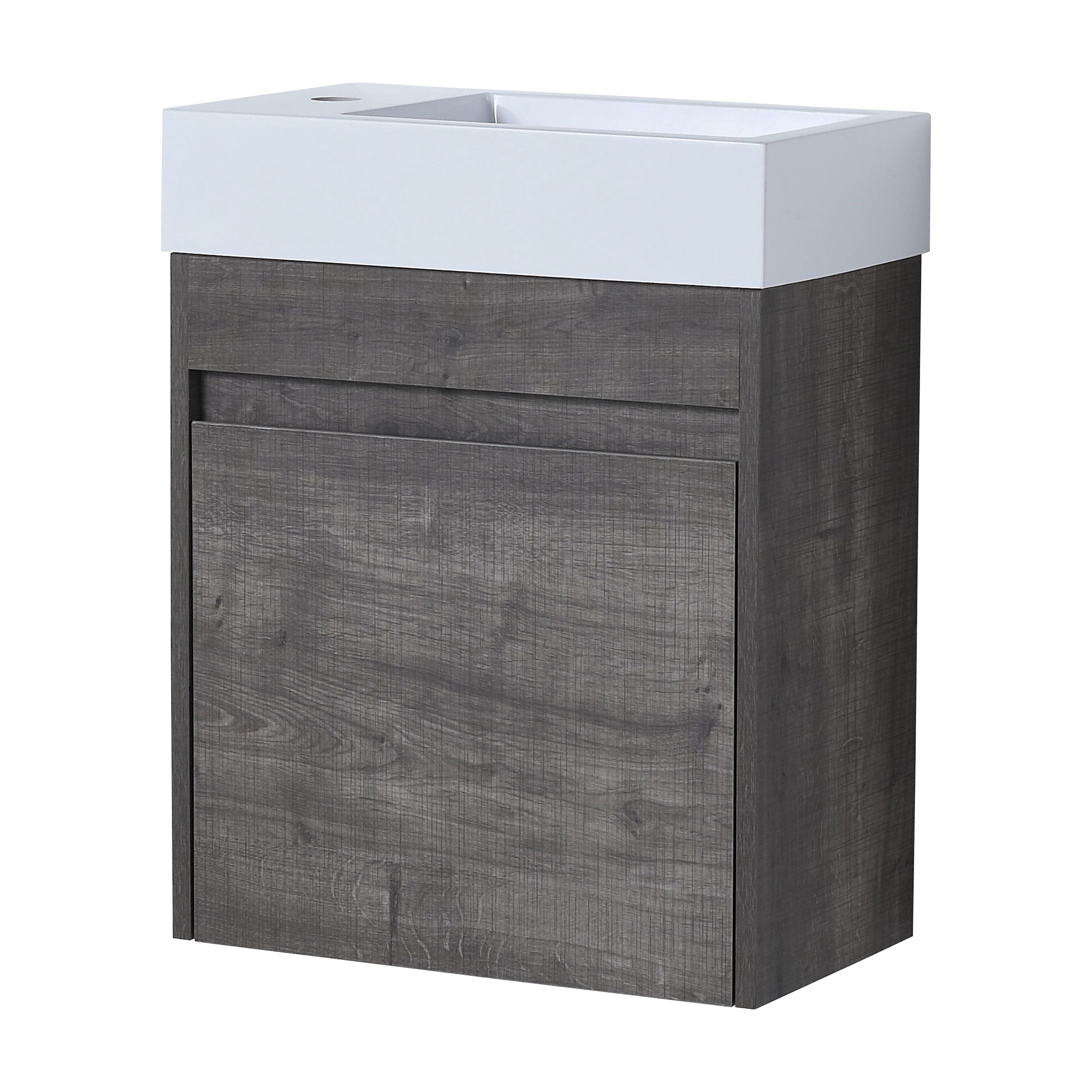 Miniyam 18" Bathroom Vanity Sink Combo for Small Space, Wall Mounted Cabinet Set with Resin Basin Sink, Gray
