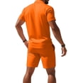 thumbnail image 5 of 2 Piece Set for Men Henley Short Sleeve Shirt and Drawstring Shorts Set Summer Solid Color Casual Loose Outfits with Pockets, 2XL, 5 of 5