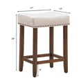 thumbnail image 3 of Giantex Wood Saddle Stools, Dining Chair w/Upholstered Cushion for Kitchen, Pub, 3 of 6