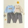 thumbnail image 3 of Miaouyo Toddler Boys Thanksgiving Outfits Turkey Embroidery Sweatshirts and Plaid Long Pants 2Pcs Clothes Set, 3 of 9