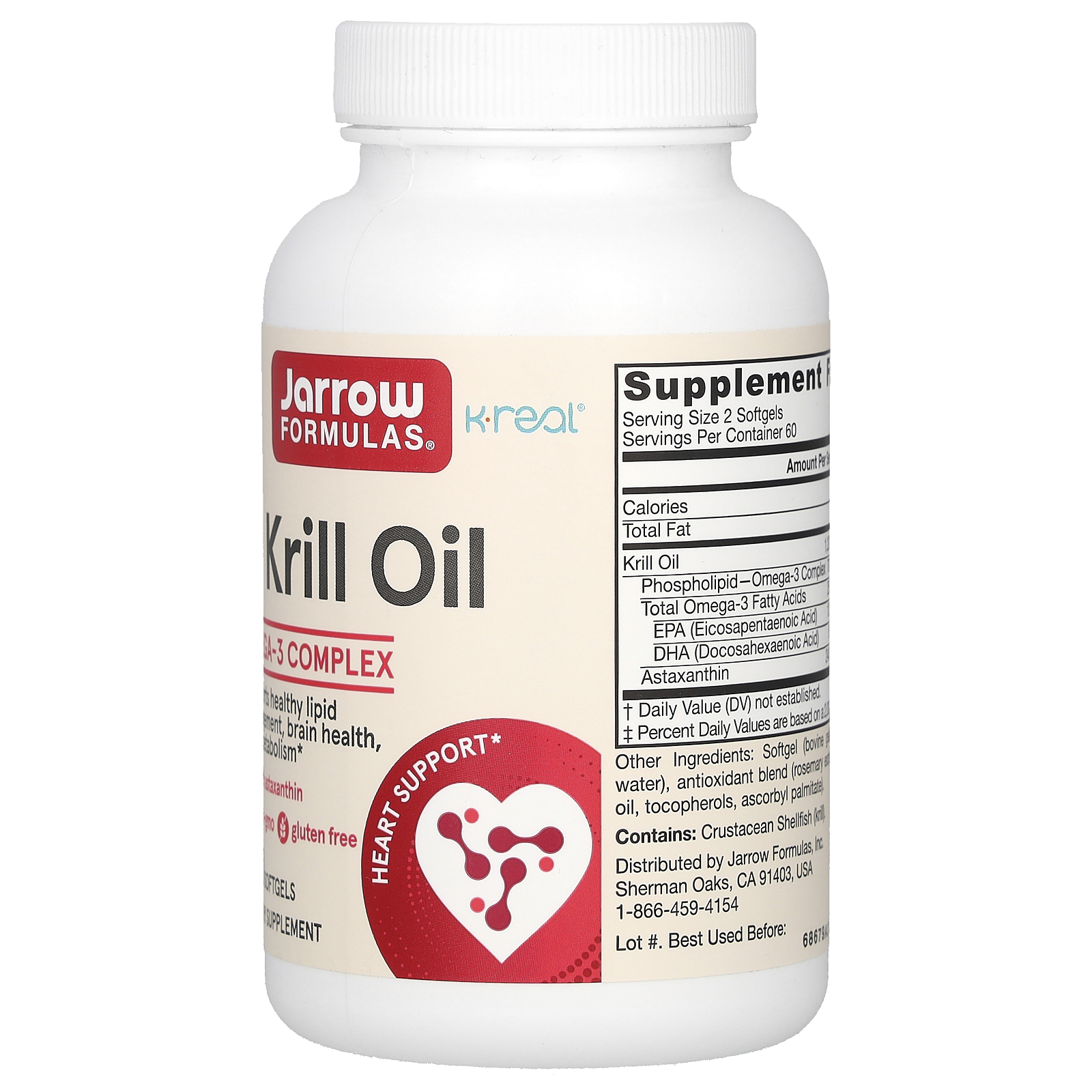 Jarrow Formulas Krill Oil, 120 Softgels (600 mg per Softgel)
