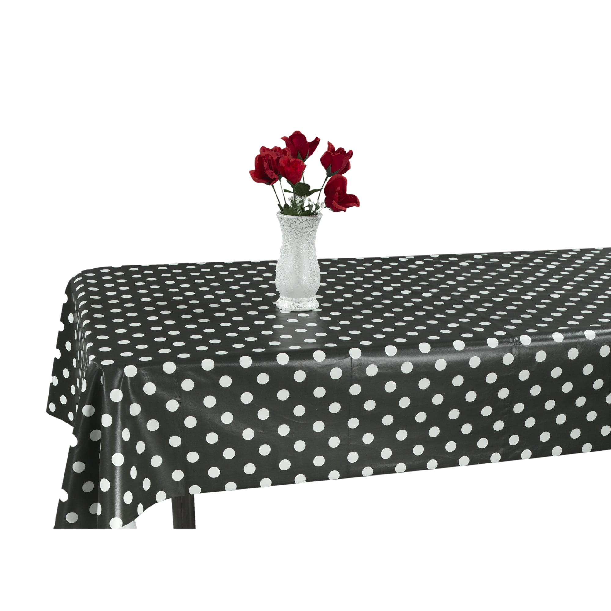 Berrnour Home Vinyl Tablecloth Polka Dot Design Indoor/Outdoor