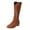 a-Brown, variant on Leozcaa Cowboy Boots for Women Western Cowgirl Boots Mid Calf Snip Toe Boot Chunky Heel Knee High Boots