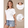 thumbnail image 2 of DARING DIVA Women's Short Sleeve Hollow Out Casual Eyelet Tops S White, 2 of 6