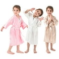 thumbnail image 5 of LYMAYTER Kids Infant Bathrobe Pajamas Girls Boys Solid Color Cardigan Sleepwear Toddler Silk Loungewear Dress for 12 Months - 8 Years, 5 of 5
