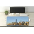 thumbnail image 2 of Landscape Computer Mouse Pad, New York City Skyline USA Landmark Buildings Skyscrapers Modern Urban Life, Rectangle Non-Slip Rubber Mousepad X-Large, 35" x 15", Pale Blue Orange, by Ambesonne, 2 of 2
