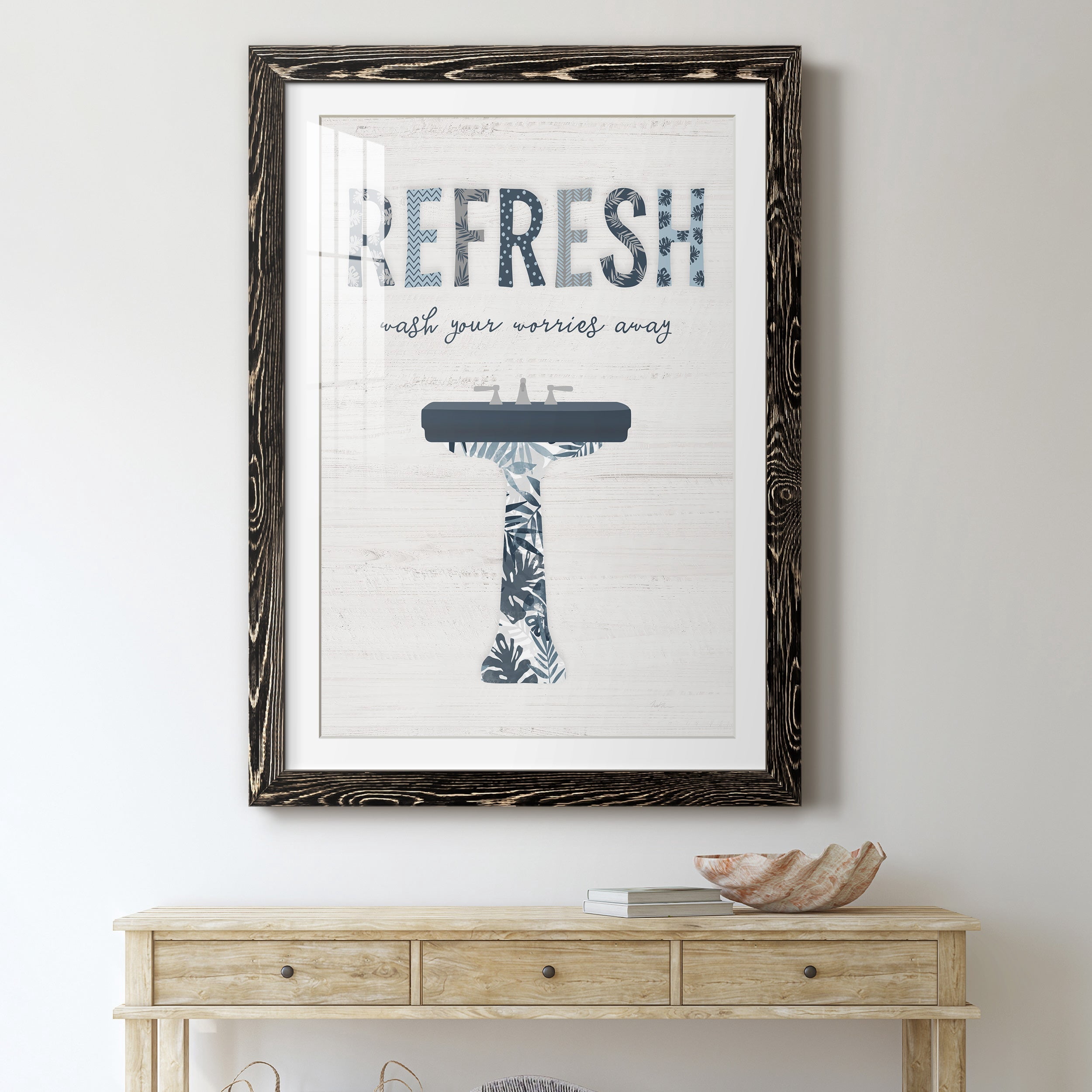 Palm Bath II - Premium Framed Print - Distressed Barnwood Frame - Ready to Hang