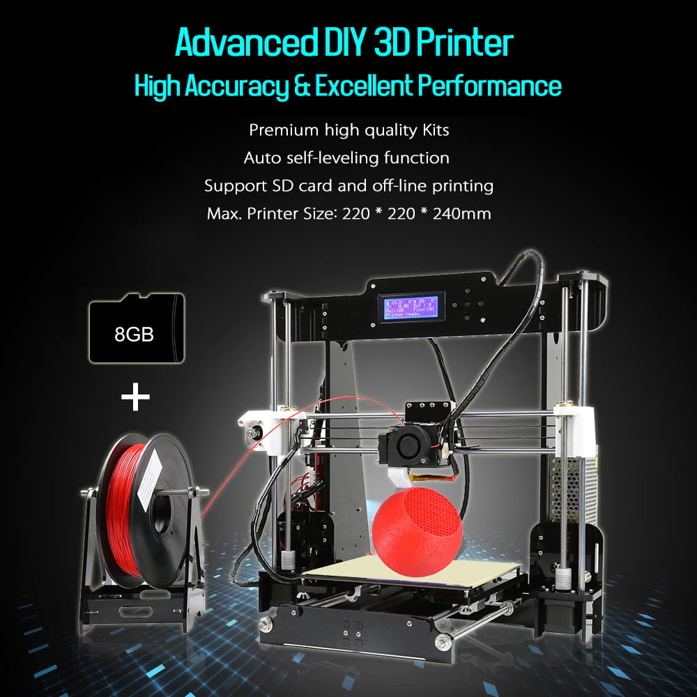 Anet A8 High Precision Desktop Auto Level 3D Printer Kit+1Roll Filament+8GB Card 