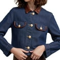 thumbnail image 2 of Cropped Jean Jacket for Women Long Sleeve Button Down Cropped Denim Jacket for Women Trendy XL, 2 of 10