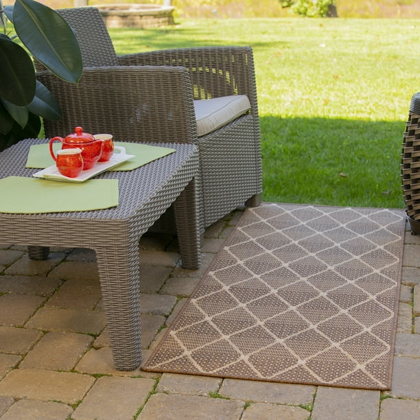 Ottomanson Jardin Collection Contemporary Trellis Design Indoor/Outdoor