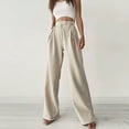thumbnail image 4 of Pantalones deportivos casuales de punto, pantalones anchos rectos de cintura alta blancos de verano para mujeres europeas y americanas, 4 of 6