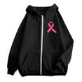 thumbnail image 4 of Women Sherpa Lined Sweatshirt for Cancer Awareness 2025 Fall Zip Pullover Oversized Crew Neck Hoodies Fashion Outfits Winter Clothing (Black, XXXL), 4 of 6