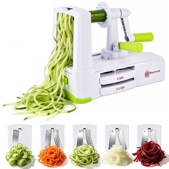 SUSLAS 5-Blade Vegetable Spiralizer, Versatile Zucchini Noodle Maker and Veggie Slicer, Green & White