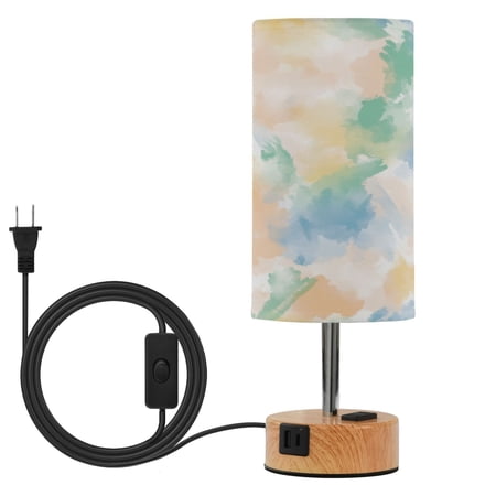 Touch Control Table Lamp with LED Bulb Bedside Lamp for Bedroom Living Room Watercolor Soft Pastel Strokes