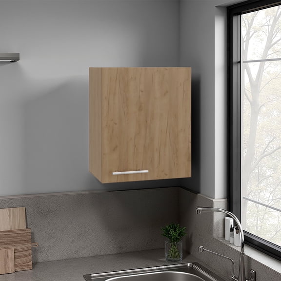 TUHOME Manchester 20-Inch Wall Cabinet with One Door and Two Interior Shelves, Space-Saving